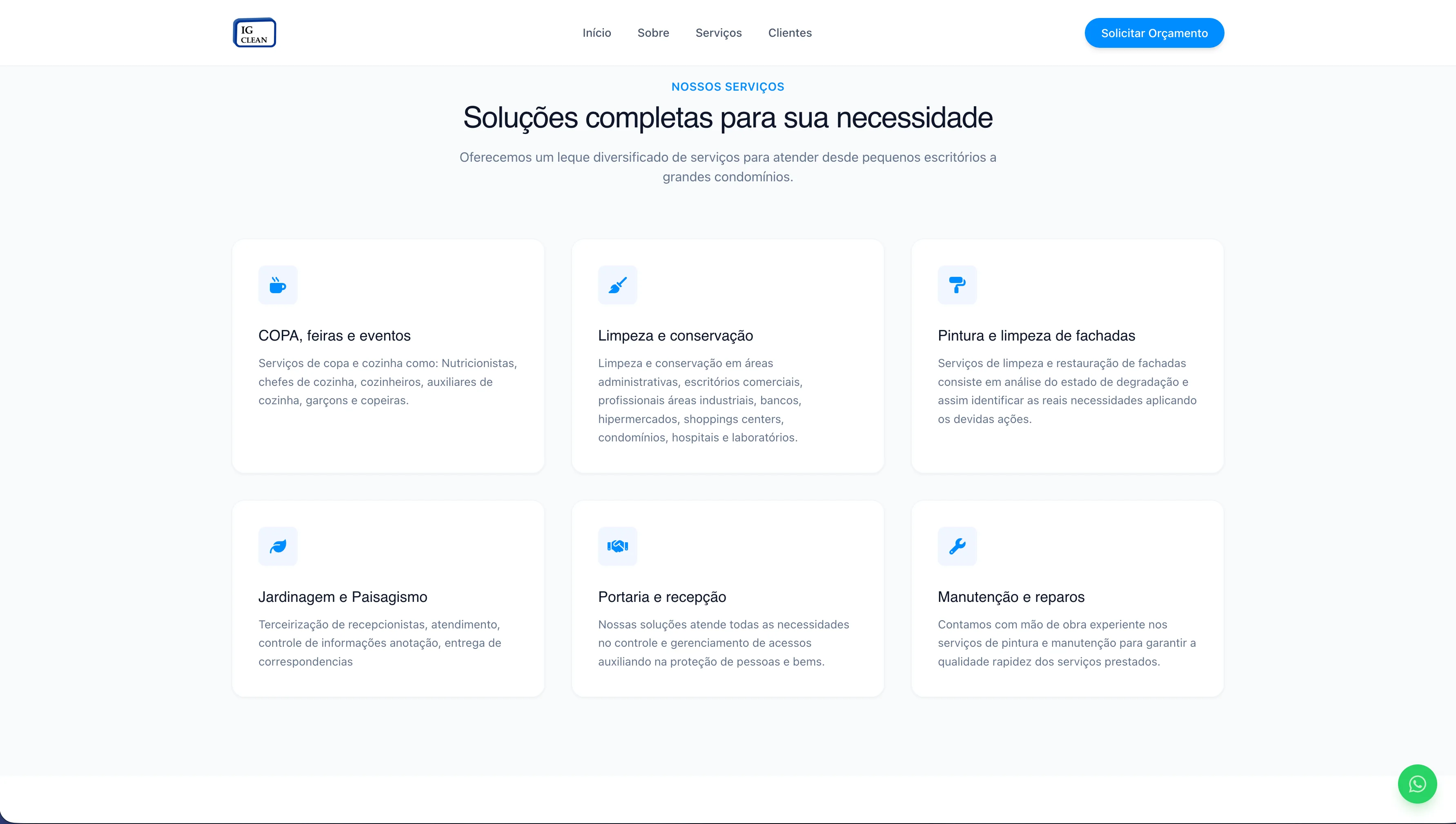 IG Clean - Tela principal